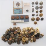 Selection of Buttons Including Georgian and Victorian including flat Denbigh Militia, c1800 ... Late