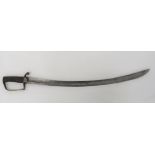 19th Century Mountain Artillery Sword 30 inch, single edged, slightly curved blade with large