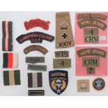 Small Selection of Cloth Badges including embroidery Home Guard title ... Printed CRM 7 ...