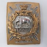 Duke of Wellington's (76th) Regiment Shoulder Belt Plate gilt, rectangular plate overlaid with