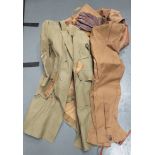 WW2 Pattern Dispatch Rider's Waterproof Set consisting khaki, rubberised, overleg leggings.