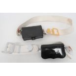 Two Modern Cavalry Shoulder Pouches and Straps consisting black composite, rectangular pouch with