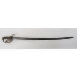 Rare 1822 Special Pattern Royal Welsh Fusiliers Sword 35 1/2 inch, single edged, slightly curved,
