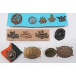 South African Cap and Collar Badges including darkened First Reserve Brigade ... Brass, KC BVS ...