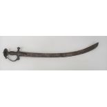 Early 19th Century Indian Tulwar 24 inch, single edged, heavy, curved blade.  The tip with sharpened
