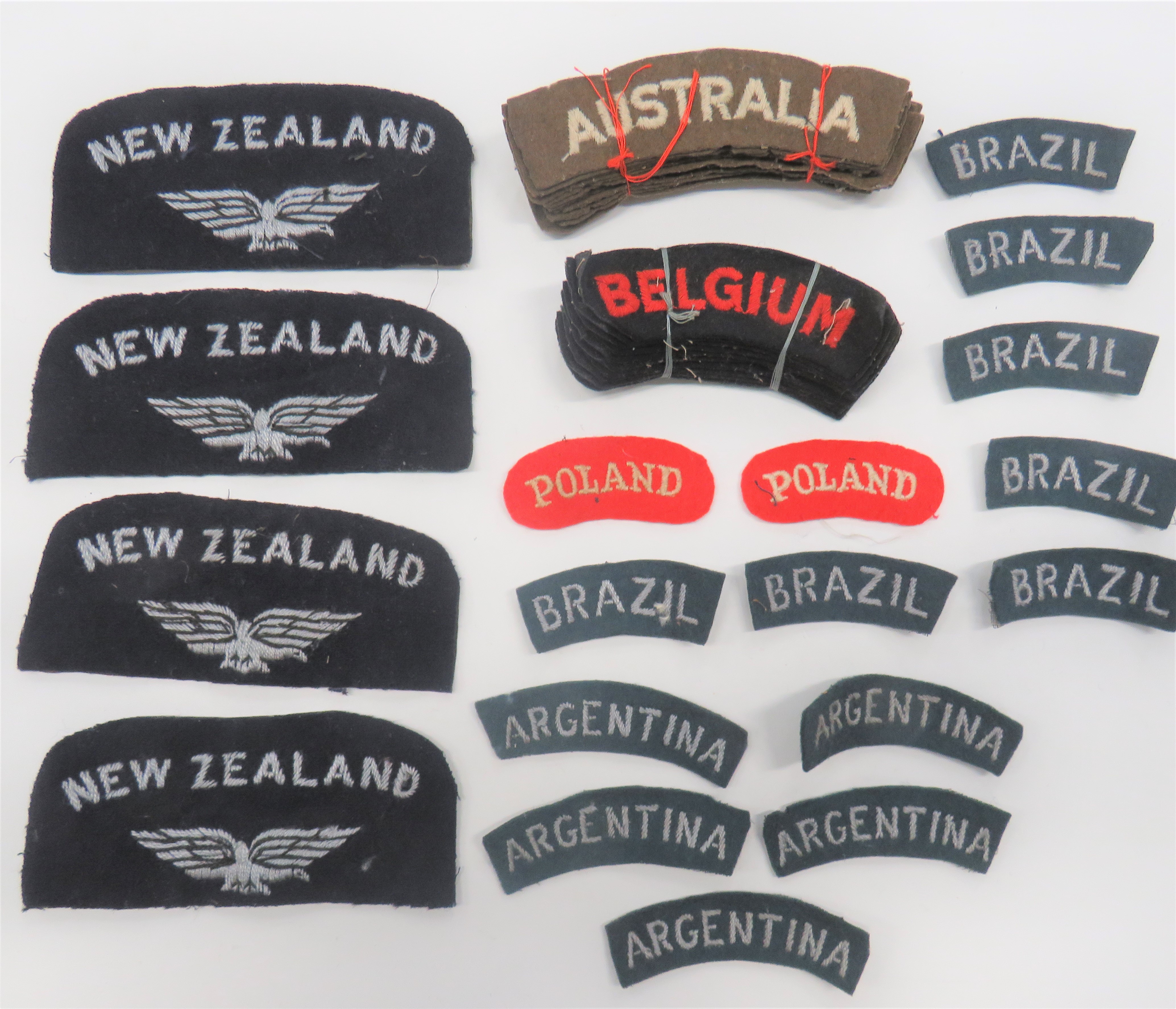 Various Nationality Shoulder Titles embroidery titles include 12 x white on khaki Austria (