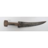 19th Century Horn Gripped Jambiya 8 1/2 inch, double edged, slightly curved blade with raised