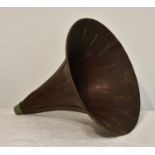 An HMV laminated mahogany spear tip gramophone horn (for restoration), early 20th century, with
