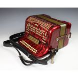 A Hohner Amatona IV button accordion DeLuxe, bellows good, working condition, comes with carry