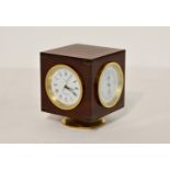 An elegant vintage Imhof desk compendium / weather station, Swiss, of mahogany cube form