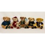 Five Harrods Teddy Bears, comprising of 1998; 1999; 1849-1999; 2000; 2000 Millennium. (5)