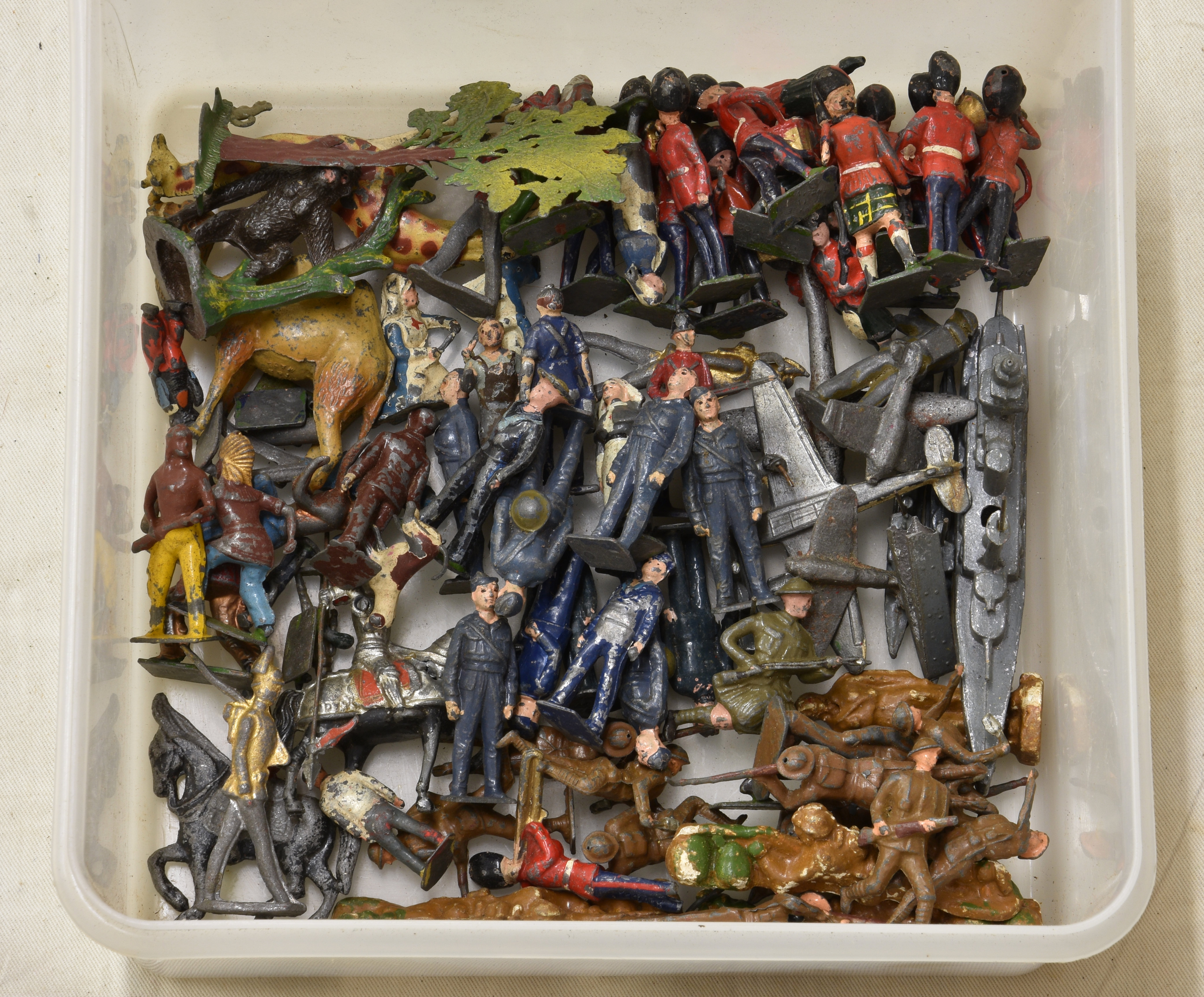 A collection of vintage Britains lead soldiers and animals, and various similar. (quantity)
