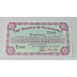 BRITISH BANKNOTE - The States of Guernsey - Ten Shillings, 1st July. 1966, Signatory L. A.