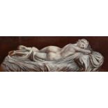 Amal Dagher (French, 20th century), Portrait of a recumbent female nude oil on board, signed lower