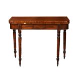 A Regency mahogany D-shaped gateleg card table, the kingwood banded top in well figured mahogany,