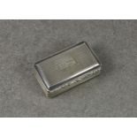 Cornish interest - a William IV silver snuff box, Francis Clark, Birmingham 1834, rectangular with