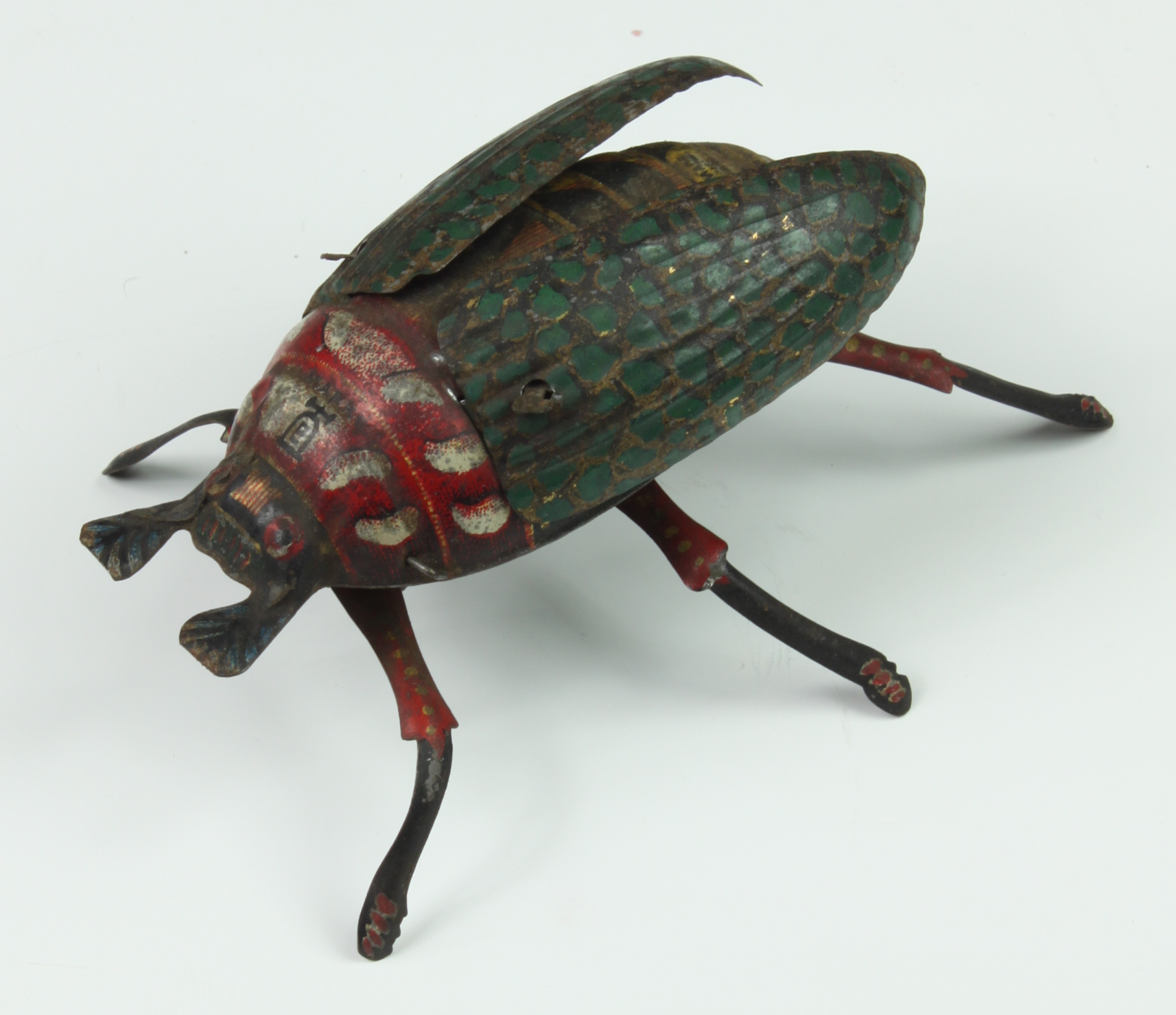 A Lehmann tinplate clockwork beetle, c.1885, having moving legs and wings (working), together with a - Image 4 of 8