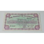 BRITISH BANKNOTE - The States of Guernsey Ten Shillings, 1st July, 1958, Signatory L. A.