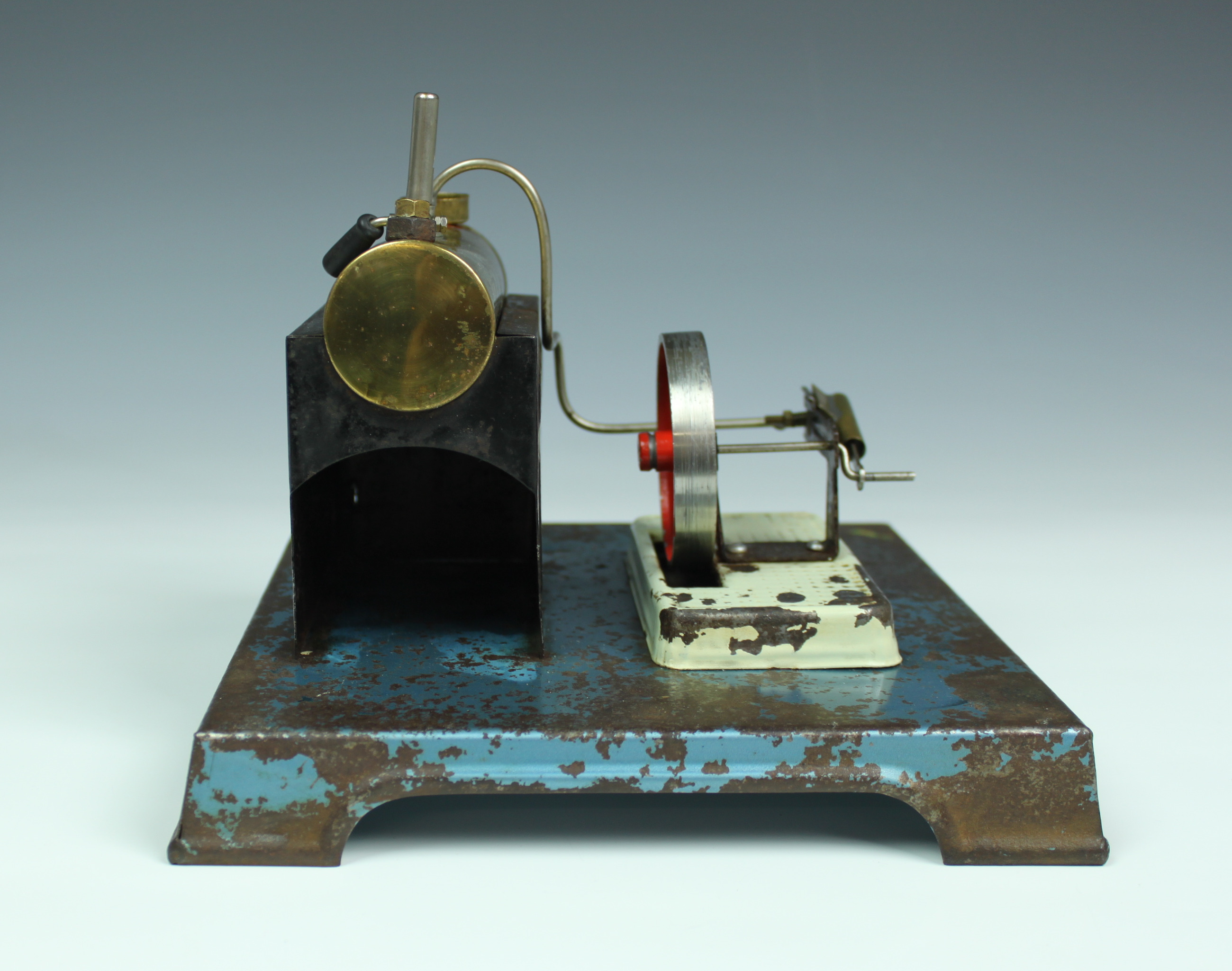 A vintage stationary live steam engine, with anvil, grinder & buffer accessories, unsigned, 8 x 8in. - Image 2 of 4