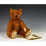 A Sun Arrow limited edition teddy girl bear, fully jointed, rich cinnamon mohair, limited edition