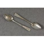 A pair of Channel Islands Old English pattern teaspoons, maker's mark JQ, struck once (Jacques