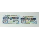 BRITISH BANKNOTES - The States of Guernsey - Ten Pounds - two different sizes, c. 1980 & c. 1990,