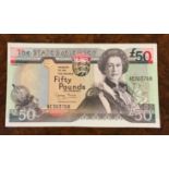 British Banknote - The States of Jersey Fifty Pounds, first issued 1993, serial number AC363768,