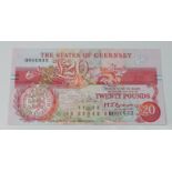 BRITISH BANKNOTE - The States of Guernsey Twenty Pounds, c. 1990, Signatory M. J. Brown, serial