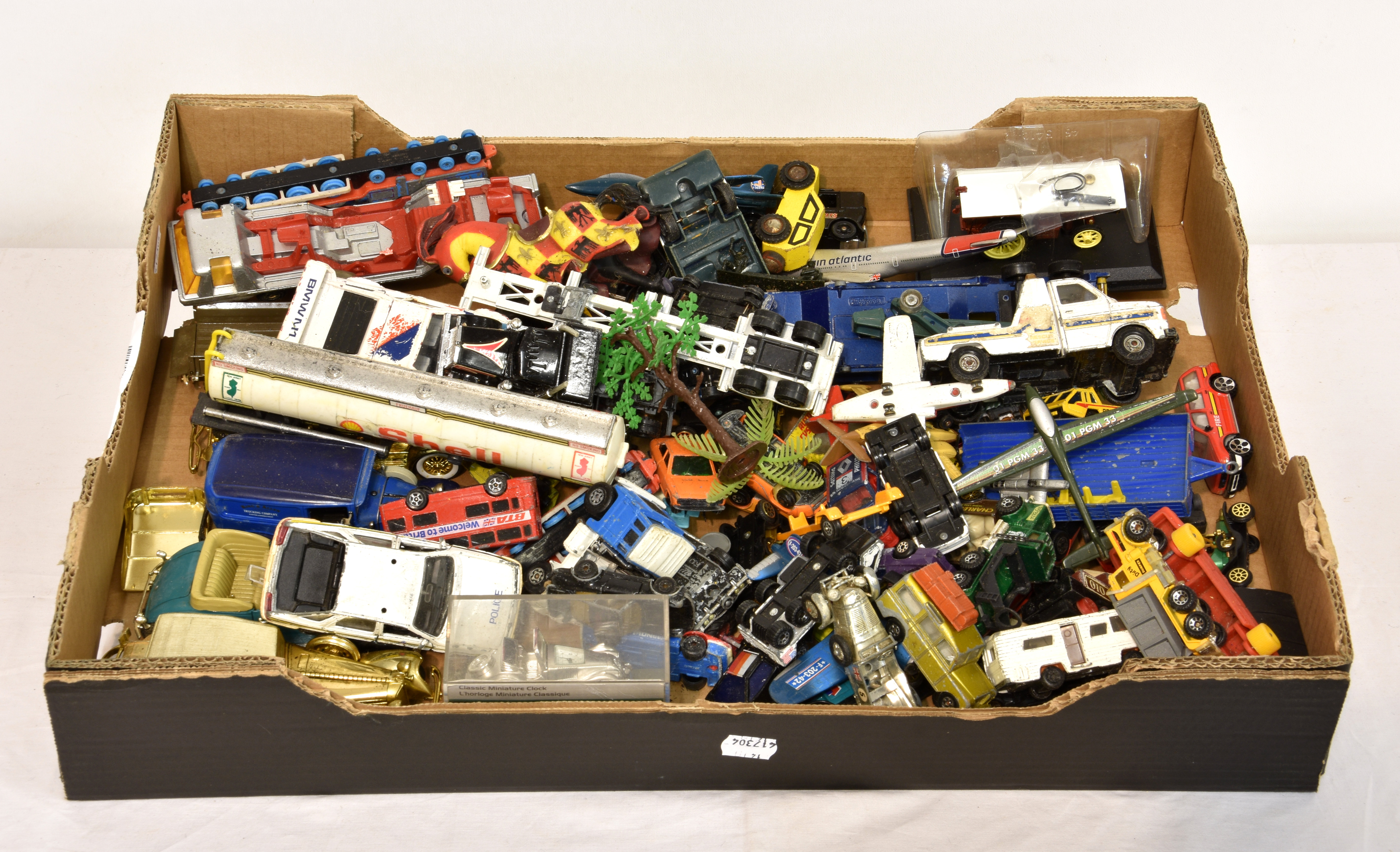 A large collection of various playworn die-cast cars and vehicles etc, to include Corgi, Matchbox