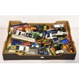 A large collection of various playworn die-cast cars and vehicles etc, to include Corgi, Matchbox