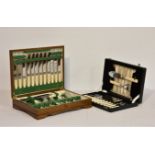 A oak cased cutlery set by Francis Howard Ltd, together with a cased fish set.