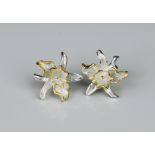 A pair of Bruce Russell silver Guernsey lily earrings, with gilt highlights to the edges of petals.