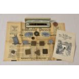 A collection of fantasy Channel Islands German Occupation tokens etc, comprising "BROT" bread token;