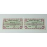 BRITISH BANKNOTES - The States of Guernsey Ten Shillings (2), 1st July, 1966, Signatory L. A.