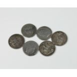 Numismatics - Six silver crowns, comprising of three George III, one date 1818, two dated 1819;