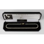 A selection of silver jewellery, a simulation pearl necklace with box and two pieces of jet