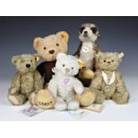 Steiff - Five Steiff animals / bears, comprising of yellow tagged Mungo Meerkat with original tag,