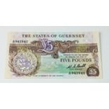 BRITISH BANKNOTE - The States of Guernsey Five Pounds, c. 1980, Signatory W. C. Bull, serial