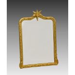 A pair of bespoke giltwood Regency style mirrors, modern, the lancet shaped frames decorated with