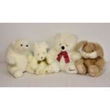 Four Harrods Teddy Bears / Animals, comprising of White Bear; Polar Bear; Brown Easter Bunny;