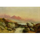 Joseph Horlor (British, 1809-1887), Highland stream and lake at dusk signed and dated (18)73 lower