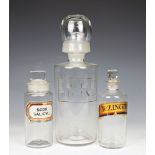 Apothecary - A OL: RICINI chemist jar with integral pourer and bowl, 11½in. (29.3cm.) high, together