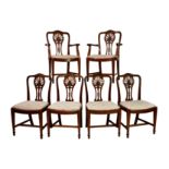 A set of six George III style neo-classical mahogany dining chairs, second half 20th century,