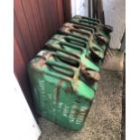 Four vintage Jerry cans - painted green.