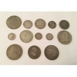 Numismatics - World group lot of silver coins, comprising a William III Half Crown; William III