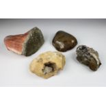 NATURAL HISTORY - Four mineral boulders / clusters, comprising of a Crystal Geode within sandy