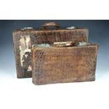 A vintage crocodile skin suit case by The North West Tannery & Co Ltd of Cownpore, having original
