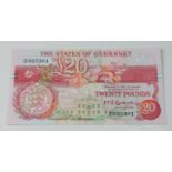BRITISH BANKNOTE - The States of Guernsey - Twenty Pounds Z replacement, c. 1980, Signatory M. J.