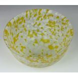 An Art Deco frosted & coloured glass ceiling pendent shade, in yellow and grey, 7 7/8in. (20cm.)