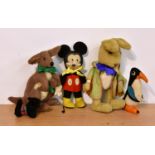 A Merrythought Disney Mickey Mouse, c.1939, England, bearing original label on foot, together with a